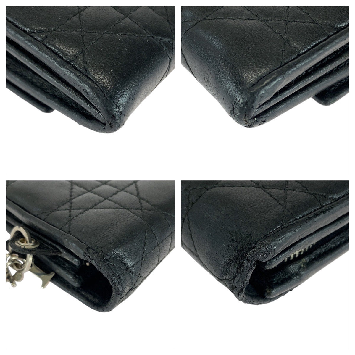 21331
Christian Dior クリスチャンディオール カナージュ ブラック 黒 シルバー金具 レザー MC0028 長財布 ロングウォレット レディース AB