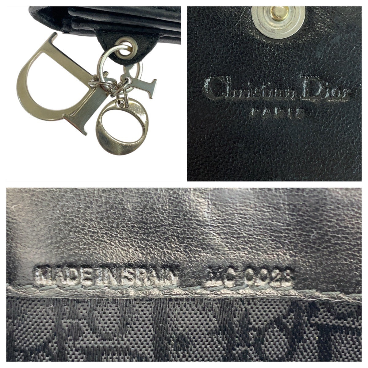 21331
Christian Dior クリスチャンディオール カナージュ ブラック 黒 シルバー金具 レザー MC0028 長財布 ロングウォレット レディース AB