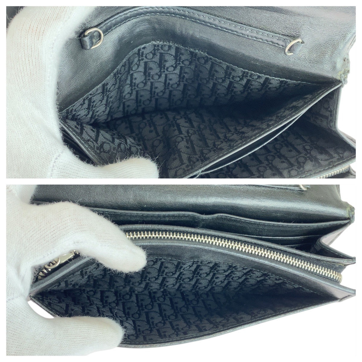 21331
Christian Dior クリスチャンディオール カナージュ ブラック 黒 シルバー金具 レザー MC0028 長財布 ロングウォレット レディース AB