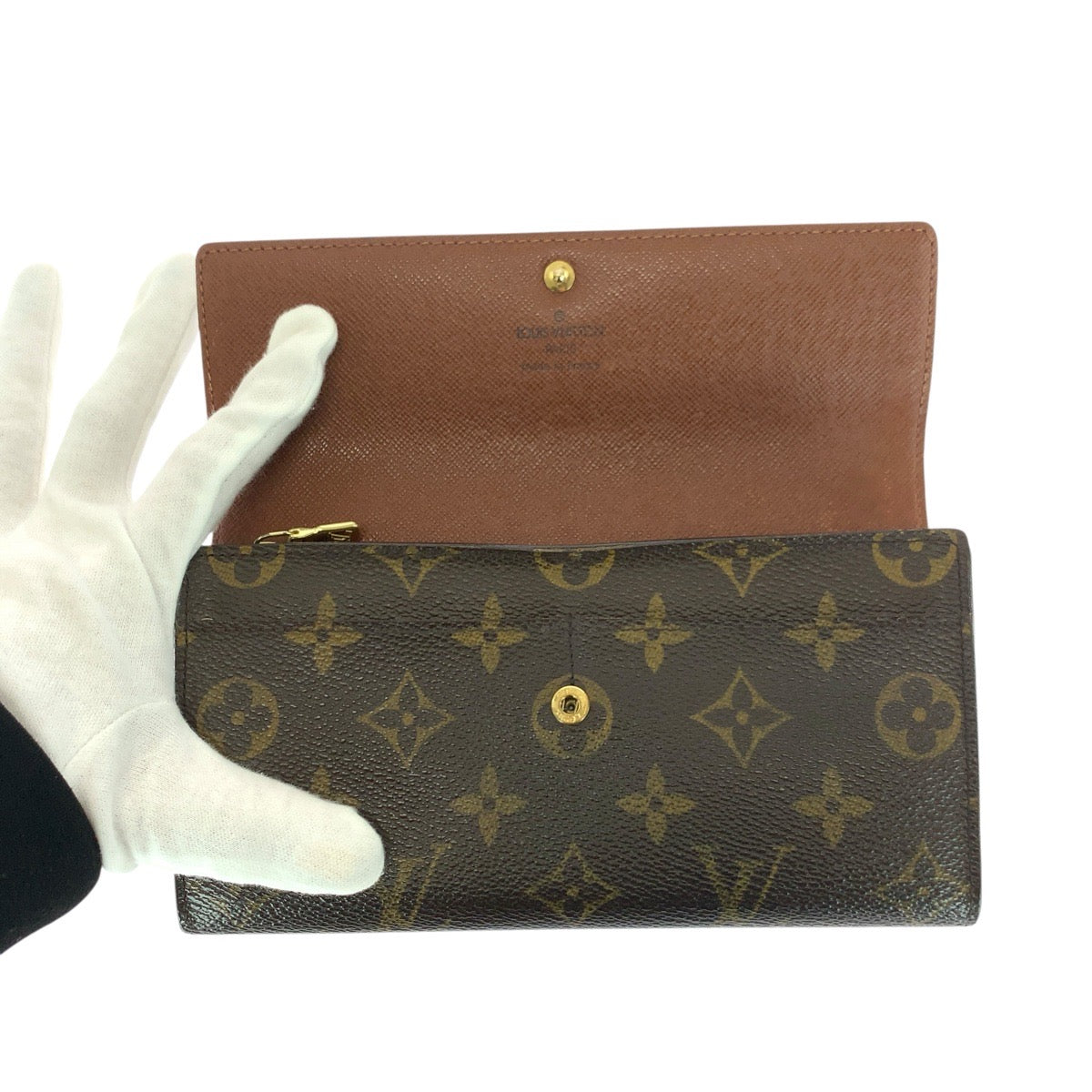 21332
LOUIS VUITTON ルイヴィトン モノグラム ポルトフォイユ ブラウン ゴールド金具 PVC 長財布 ロングウォレット レディース AB