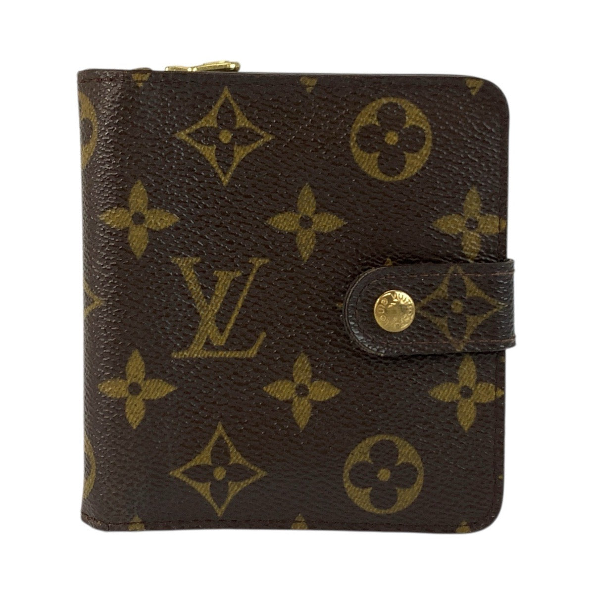 21334
LOUIS VUITTON ルイヴィトン モノグラム コンパクトジップ ブラウン ゴールド金具 PVC M61667 折り財布 コンパクトウォレット レディース AB