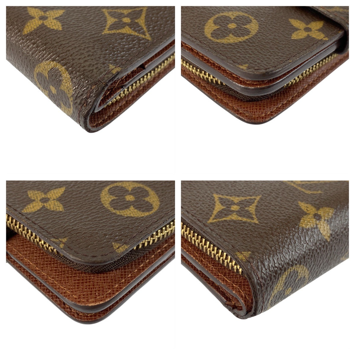 21334
LOUIS VUITTON ルイヴィトン モノグラム コンパクトジップ ブラウン ゴールド金具 PVC M61667 折り財布 コンパクトウォレット レディース AB