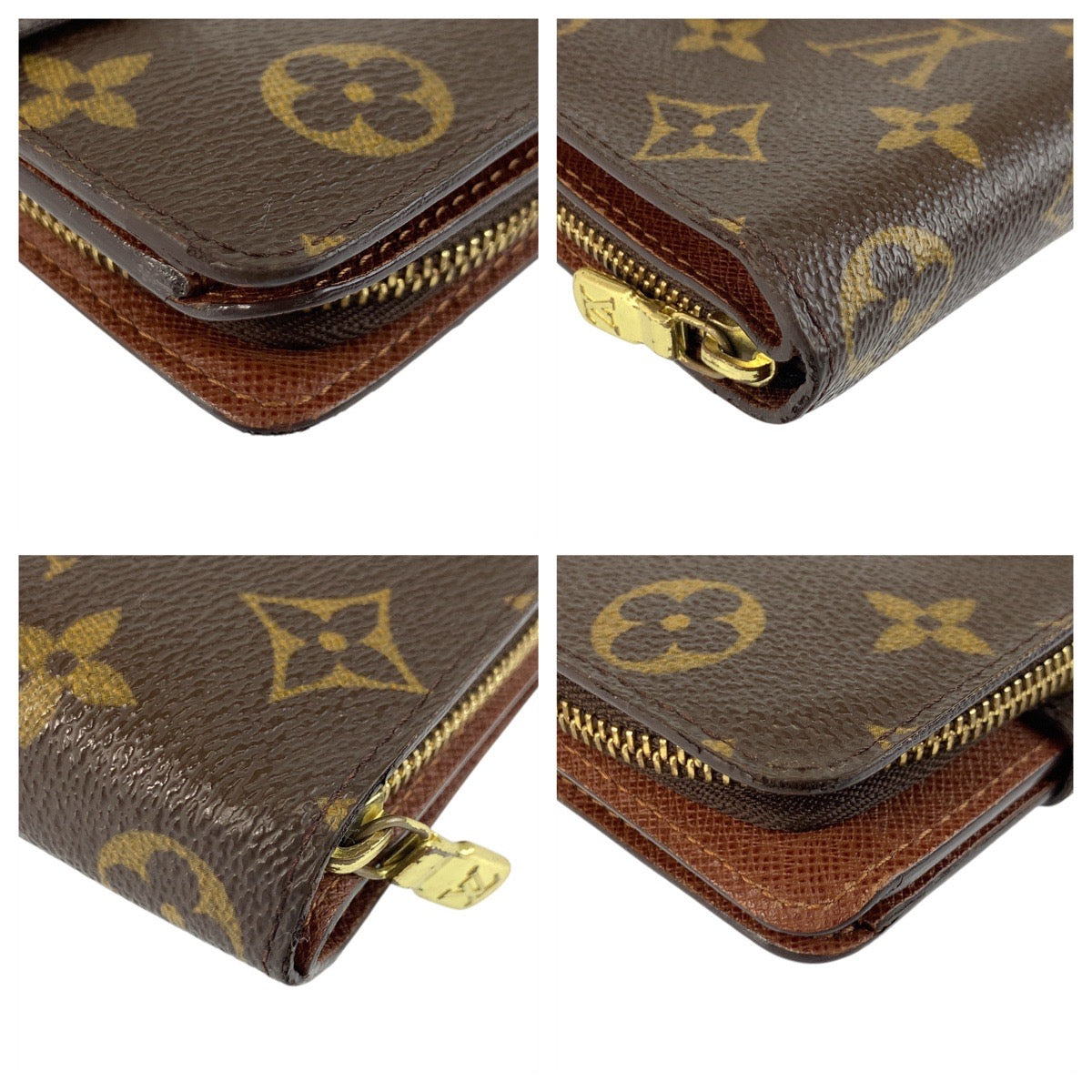21334
LOUIS VUITTON ルイヴィトン モノグラム コンパクトジップ ブラウン ゴールド金具 PVC M61667 折り財布 コンパクトウォレット レディース AB