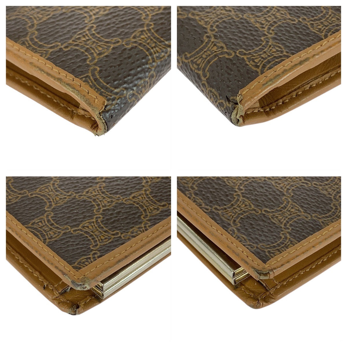 21335
CELINE セリーヌ ヴィンテージ マカダム トリオンフ ブラウン ゴールド金具 PVC / レザー 長財布 ロングウォレット レディース AB