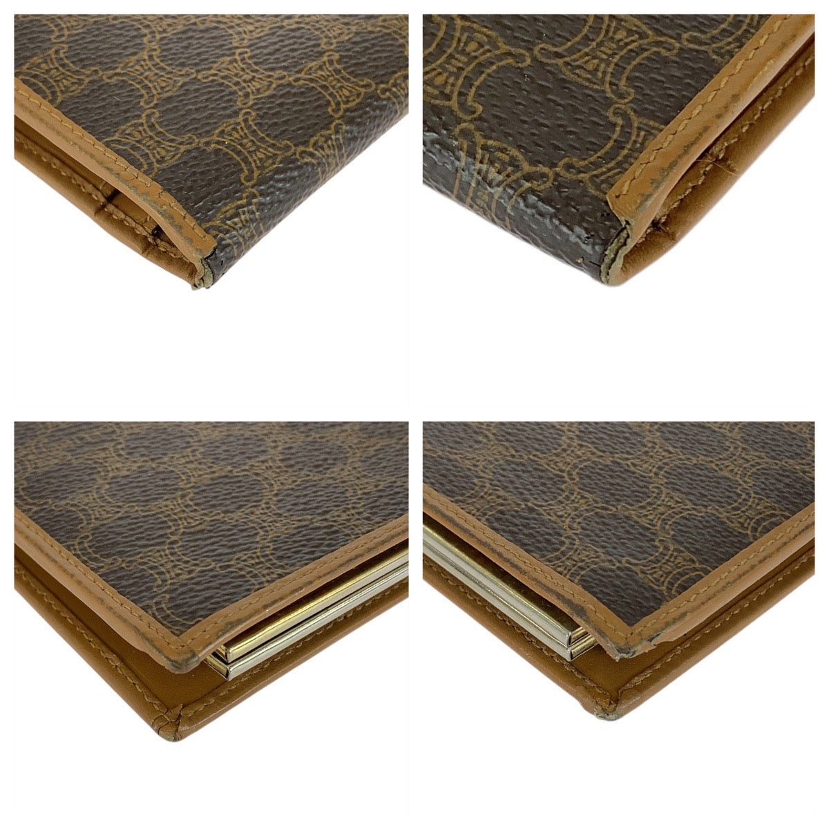 21335
CELINE セリーヌ ヴィンテージ マカダム トリオンフ ブラウン ゴールド金具 PVC / レザー 長財布 ロングウォレット レディース AB