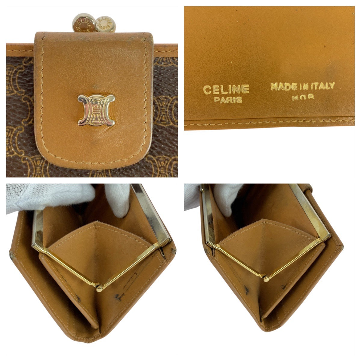 21335
CELINE セリーヌ ヴィンテージ マカダム トリオンフ ブラウン ゴールド金具 PVC / レザー 長財布 ロングウォレット レディース AB