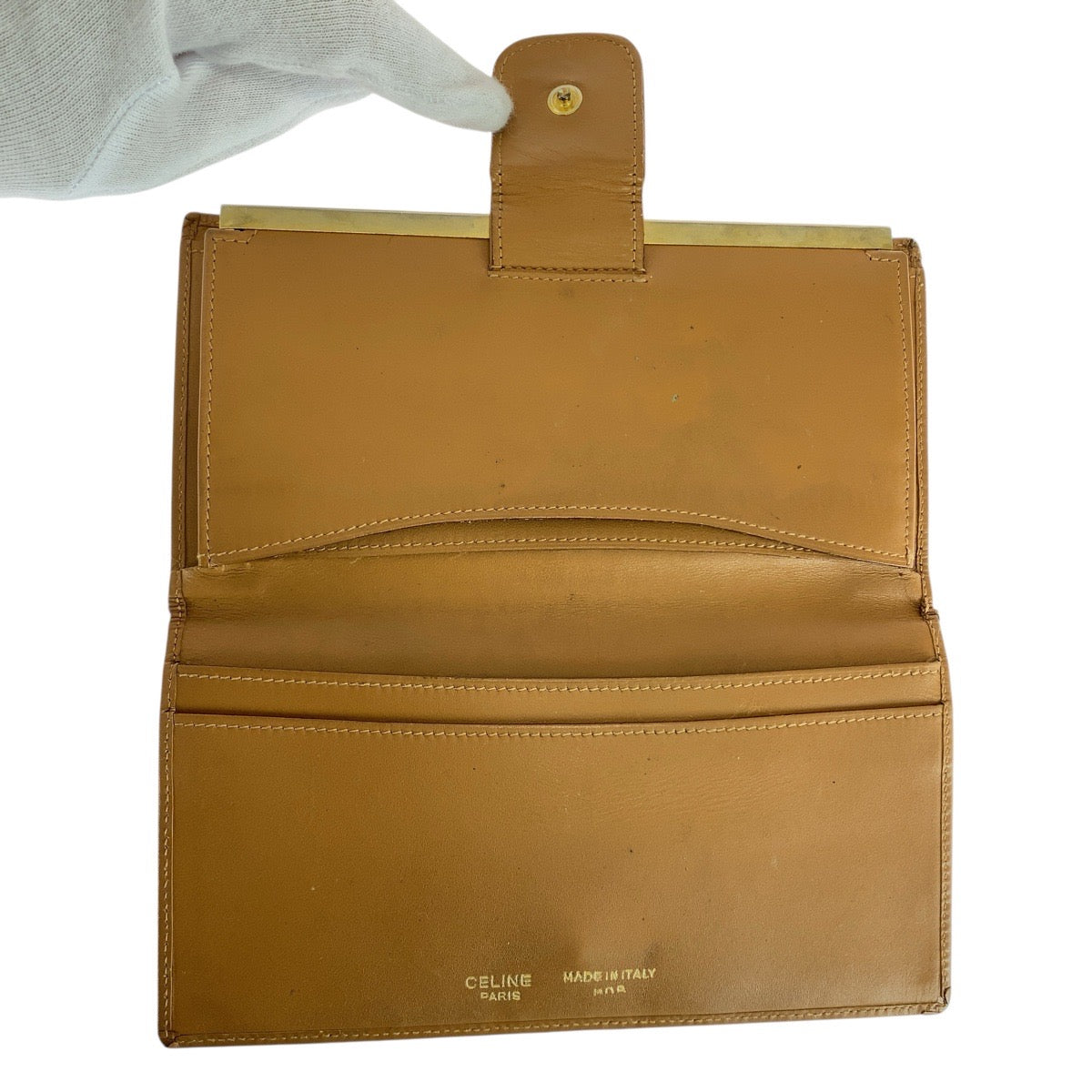 21335
CELINE セリーヌ ヴィンテージ マカダム トリオンフ ブラウン ゴールド金具 PVC / レザー 長財布 ロングウォレット レディース AB