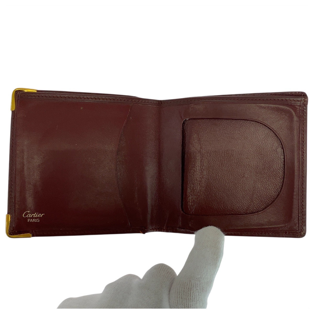 21336
CARTIER カルティエ ヴィンテージ マストライン ワインレッド ゴールド金具 レザー 折り財布 コンパクトウォレット メンズ AB6