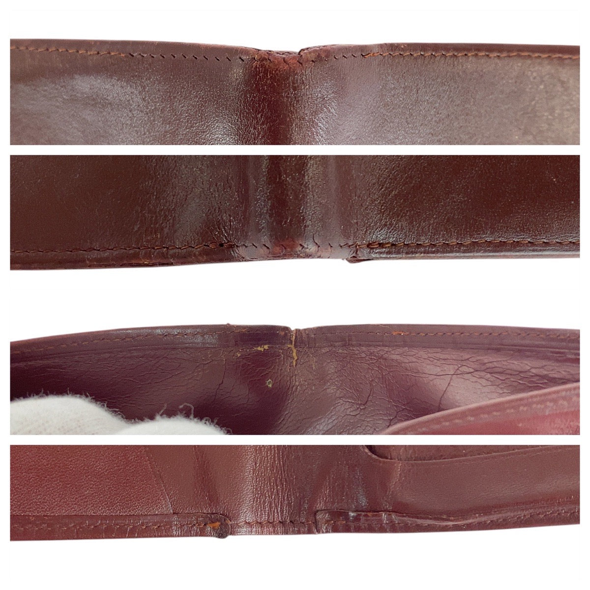 21336
CARTIER カルティエ ヴィンテージ マストライン ワインレッド ゴールド金具 レザー 折り財布 コンパクトウォレット メンズ AB6