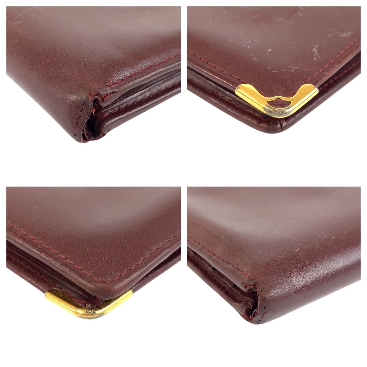 21337
CARTIER カルティエ ヴィンテージ マストライン ボルドー ゴールド金具 レザー 折り財布 コンパクトウォレット レディース B