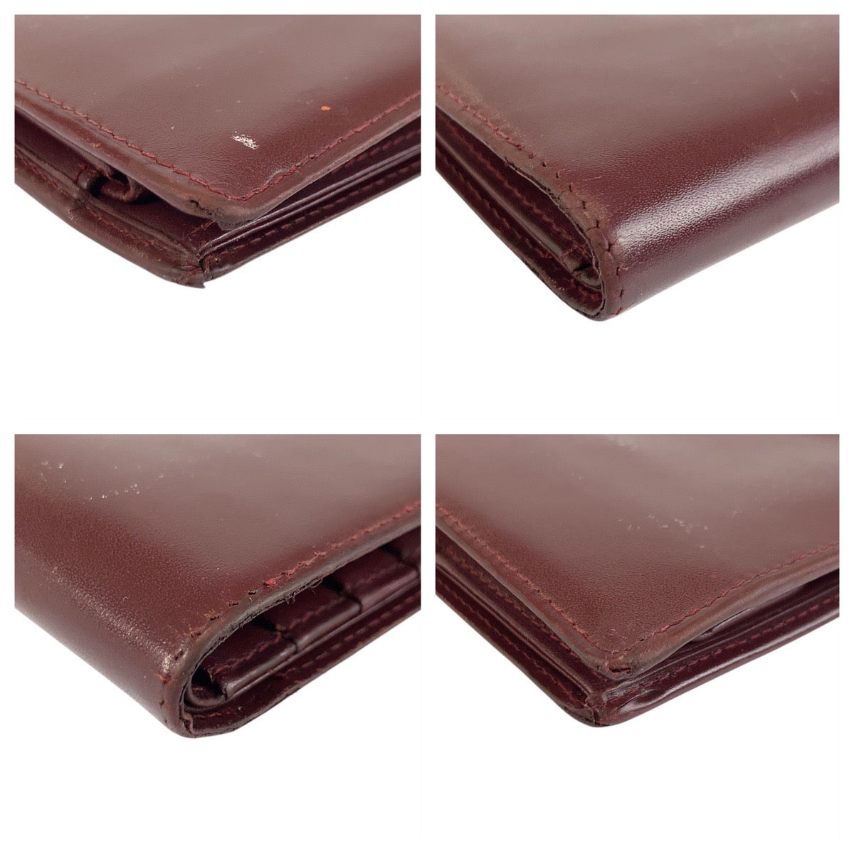 21337
CARTIER カルティエ ヴィンテージ マストライン ボルドー ゴールド金具 レザー 折り財布 コンパクトウォレット レディース B