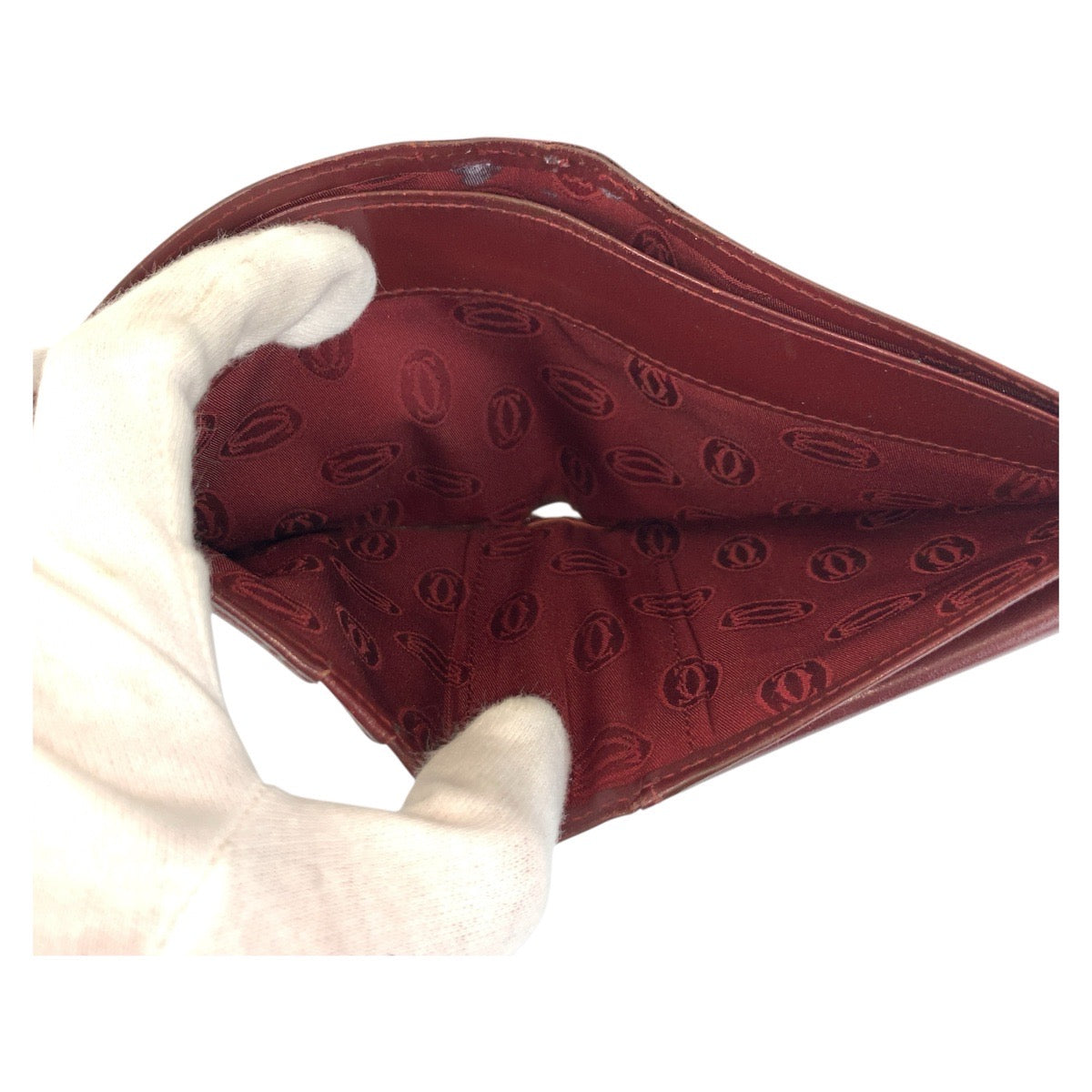 21337
CARTIER カルティエ ヴィンテージ マストライン ボルドー ゴールド金具 レザー 折り財布 コンパクトウォレット レディース B