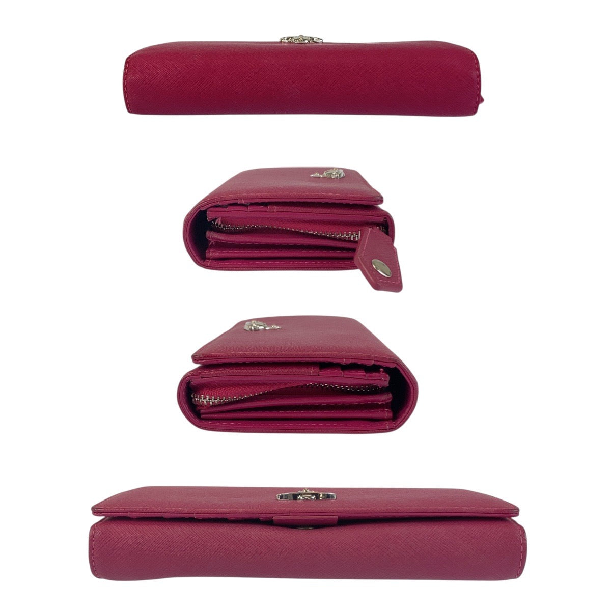 21339
Vivienne Westwood ヴィヴィアンウエストウッド ピンク シルバー金具 レザー 長財布 ロングウォレット レディース AB