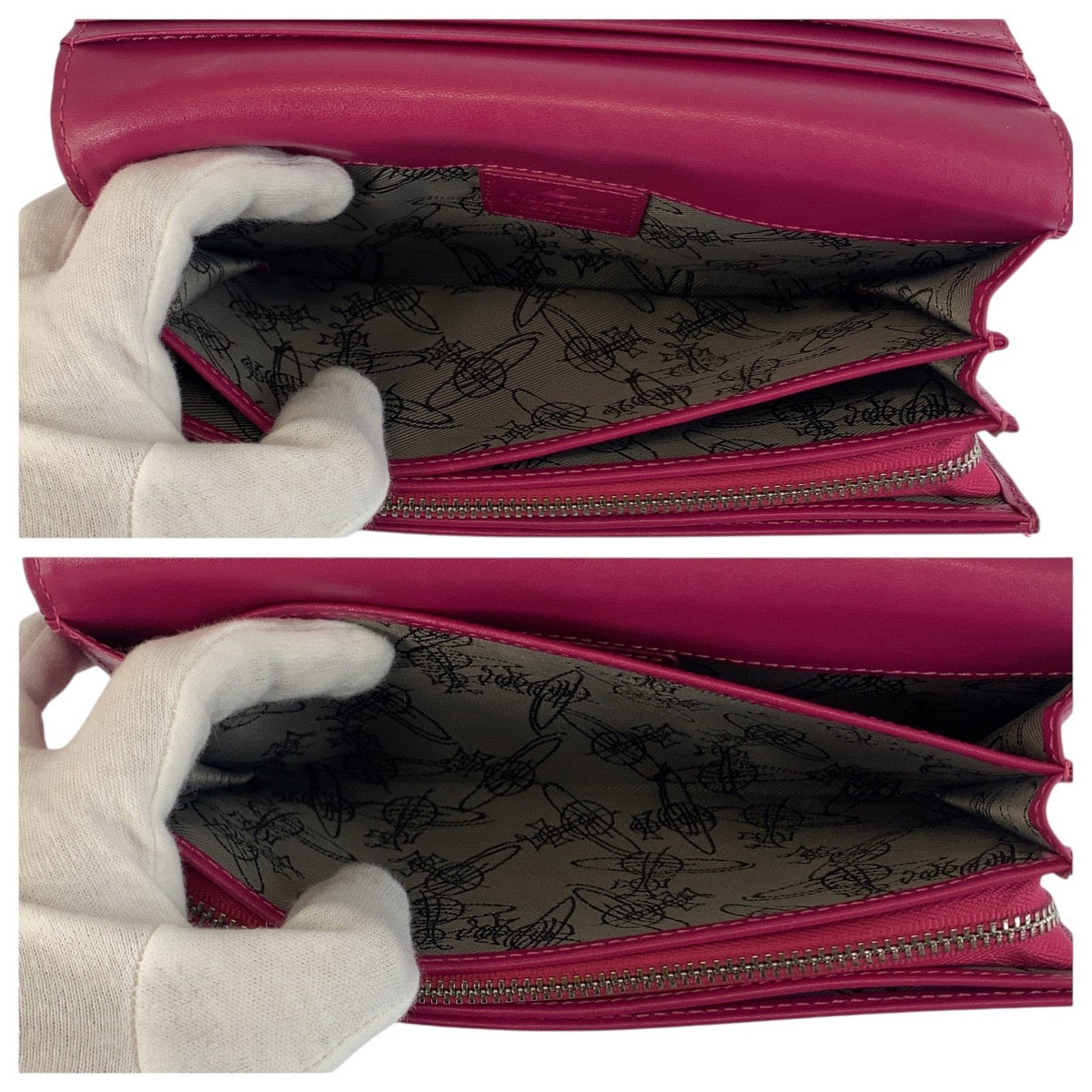 21339
Vivienne Westwood ヴィヴィアンウエストウッド ピンク シルバー金具 レザー 長財布 ロングウォレット レディース AB