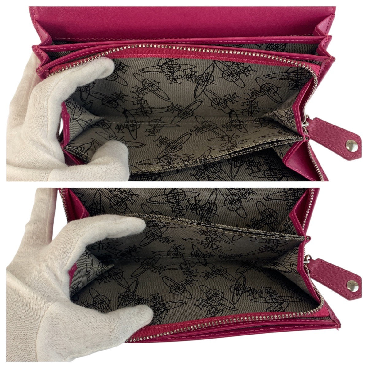 21339
Vivienne Westwood ヴィヴィアンウエストウッド ピンク シルバー金具 レザー 長財布 ロングウォレット レディース AB