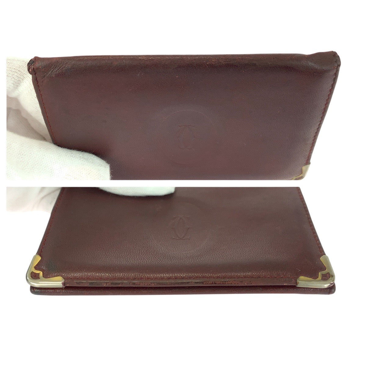 21340
CARTIER カルティエ マストライン ワインレッド ゴールド金具 レザー カードケース パスケース レディース B