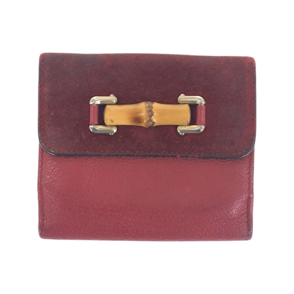 21341
GUCCI グッチ ヴィンテージ バンブー レッド ピンク ゴールド金具 レザー / バンブー 035.2778.1865 折り財布 コンパクトウォレット レディース B