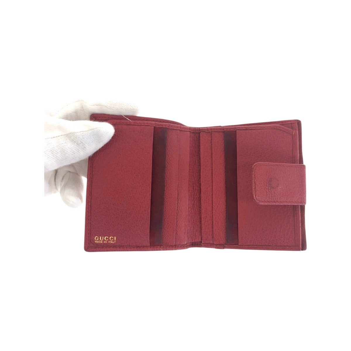 21341
GUCCI グッチ ヴィンテージ バンブー レッド ピンク ゴールド金具 レザー / バンブー 035.2778.1865 折り財布 コンパクトウォレット レディース B