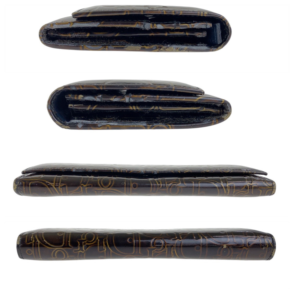 21342
Christian Dior クリスチャンディオール トロッター ブラウン シルバー金具 パテントレザー 長財布 ロングウォレット レディース AB