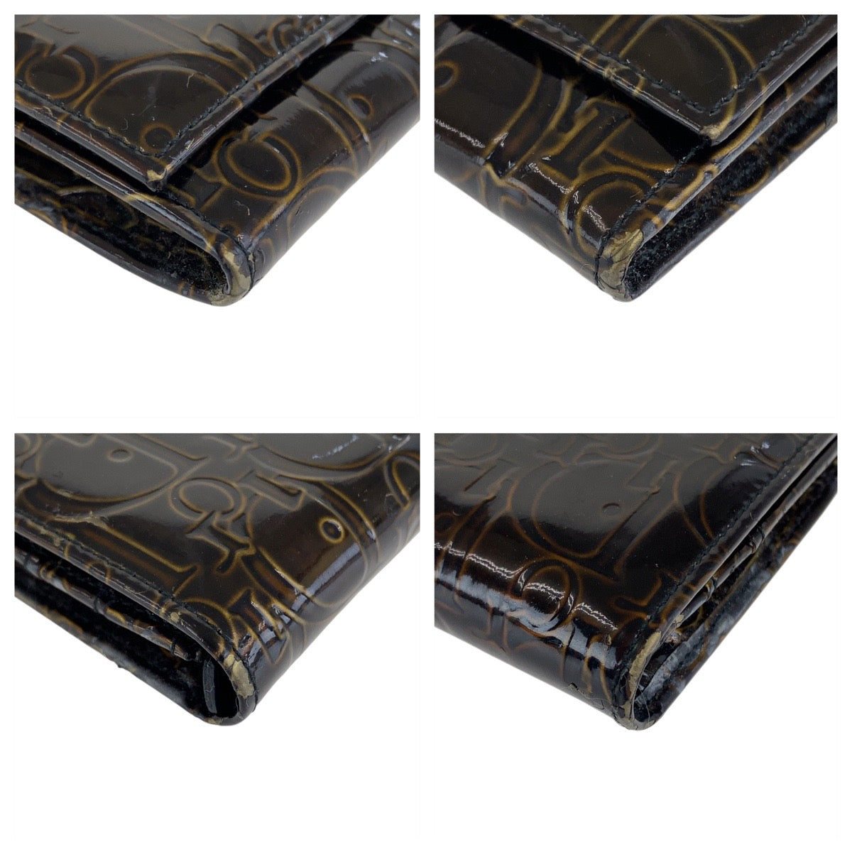 21342
Christian Dior クリスチャンディオール トロッター ブラウン シルバー金具 パテントレザー 長財布 ロングウォレット レディース AB