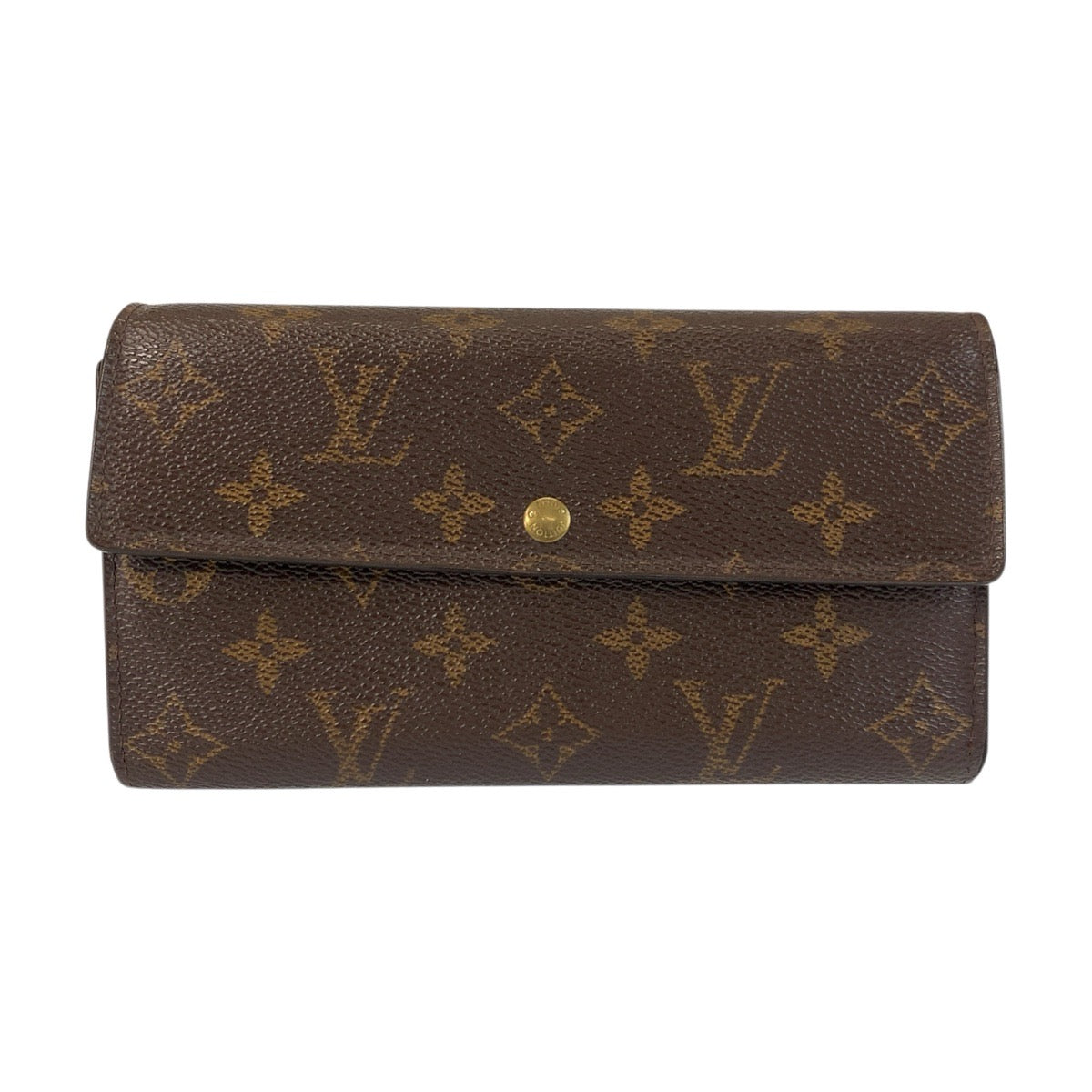 21343
LOUIS VUITTON ルイヴィトン モノグラム ポシェット ポルトモネ クレディ ブラウン ゴールド金具 PVC M61723 長財布 ロングウォレット レディース AB