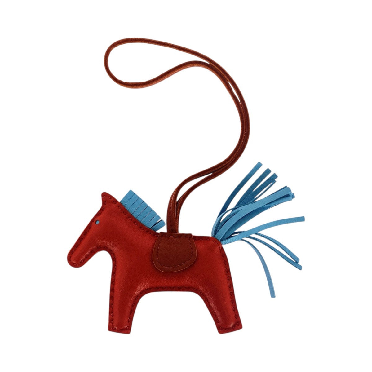 21376
HERMES エルメス ロデオ ペガサスPM レッド ブラウン ライトブルー アニョーミロ / スイフト キーホルダー バッグチャーム A刻印 レディース A50