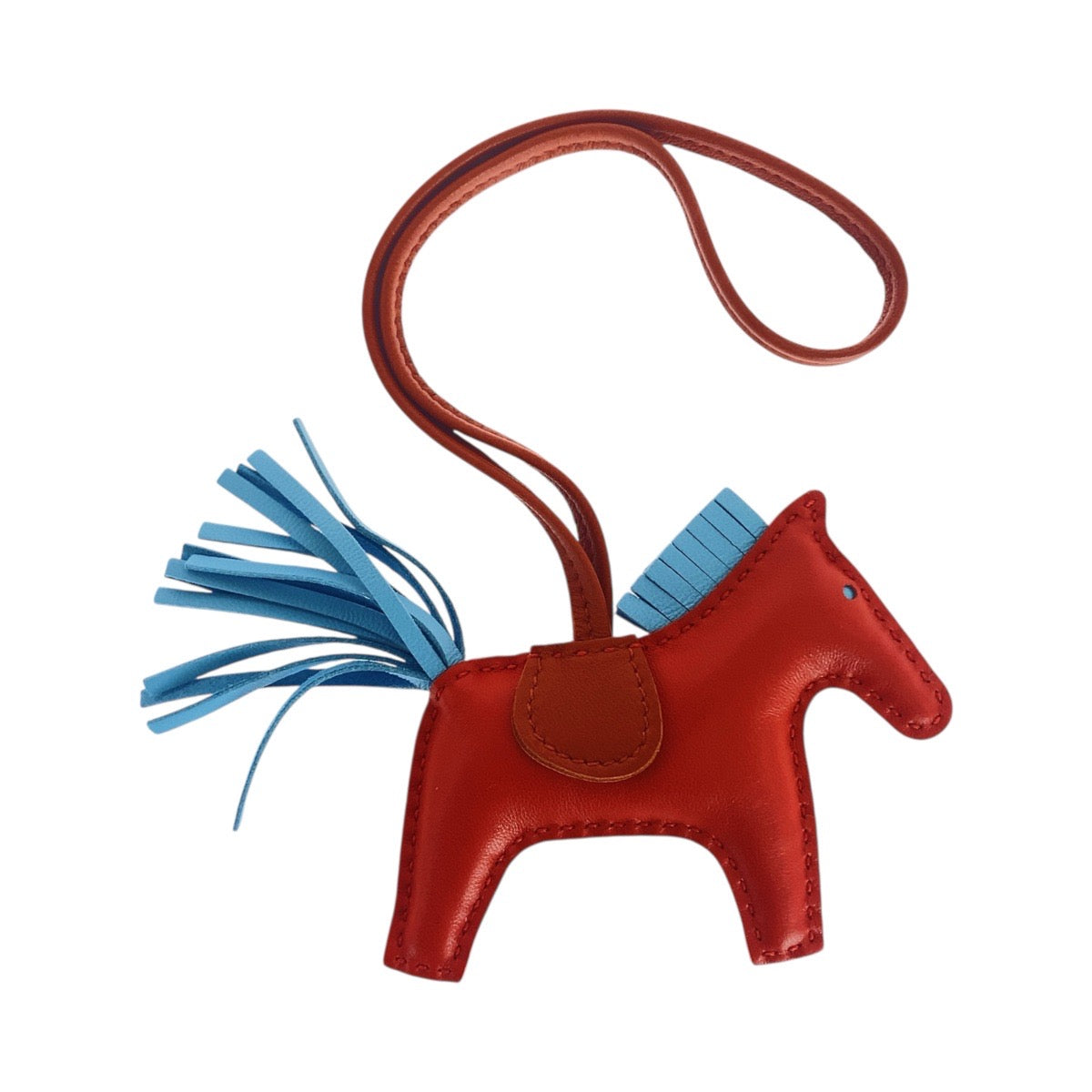 21376
HERMES エルメス ロデオ ペガサスPM レッド ブラウン ライトブルー アニョーミロ / スイフト キーホルダー バッグチャーム A刻印 レディース A50