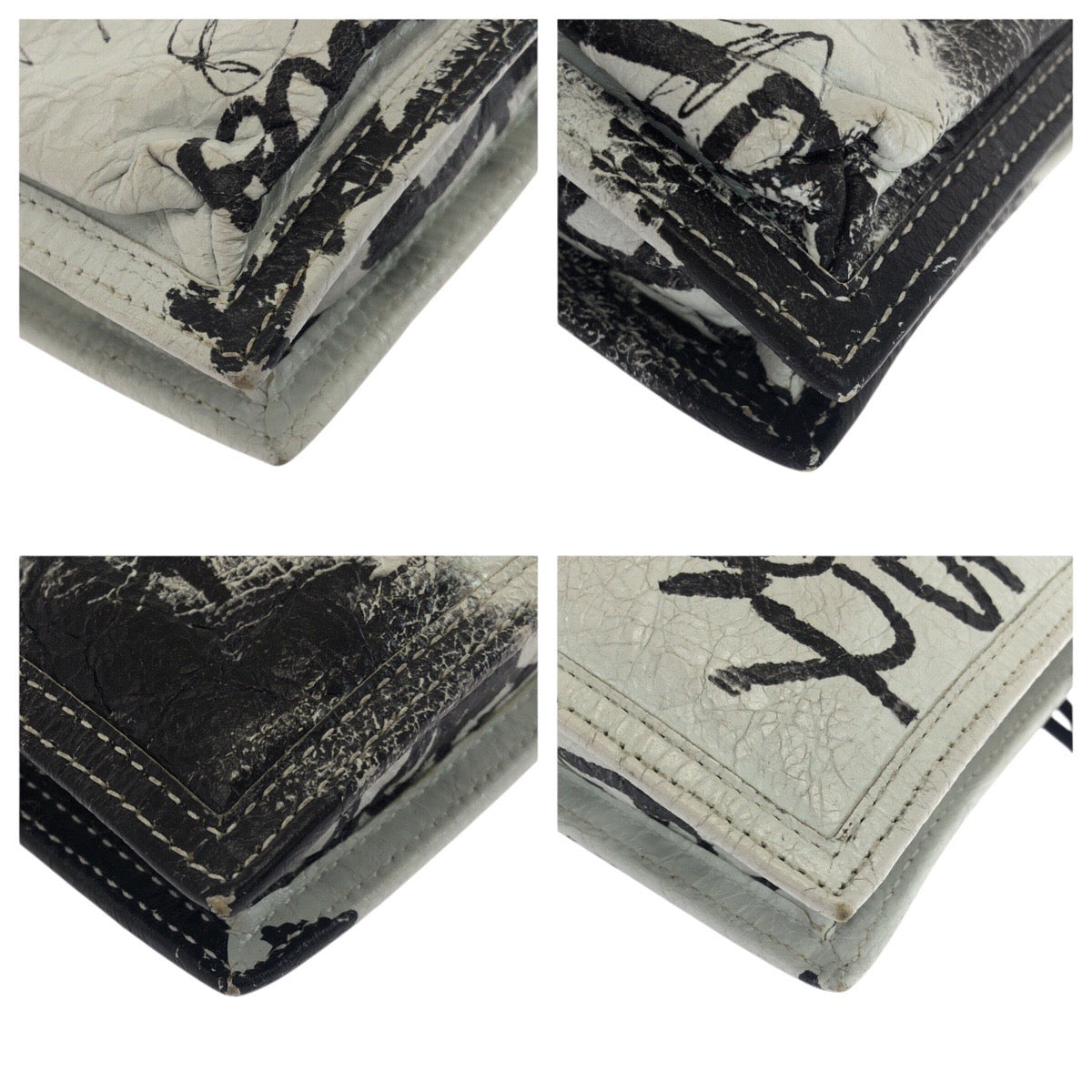 21377
BALENCIAGA バレンシアガ グラフィティ エクスプローラー ホワイト ブラック レザー 655982 ショルダーバッグ ポシェット レディース ABP45