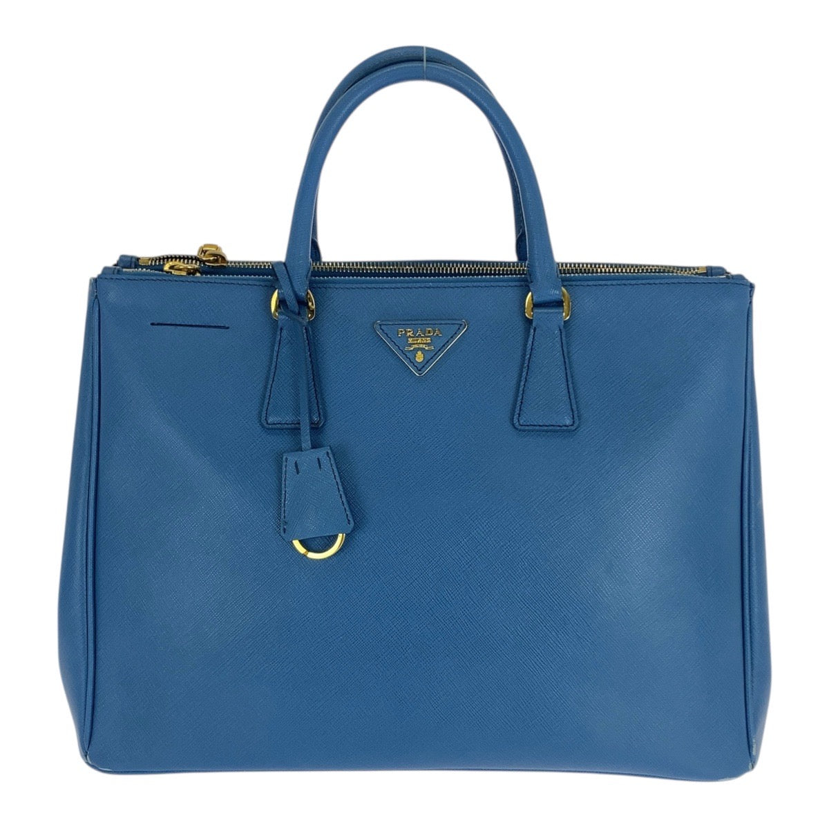 21378
PRADA Galleria Saffiano Triangle Logo Plate Blue Gold Hardware Leather Tote Bag Handbag Women's AB56