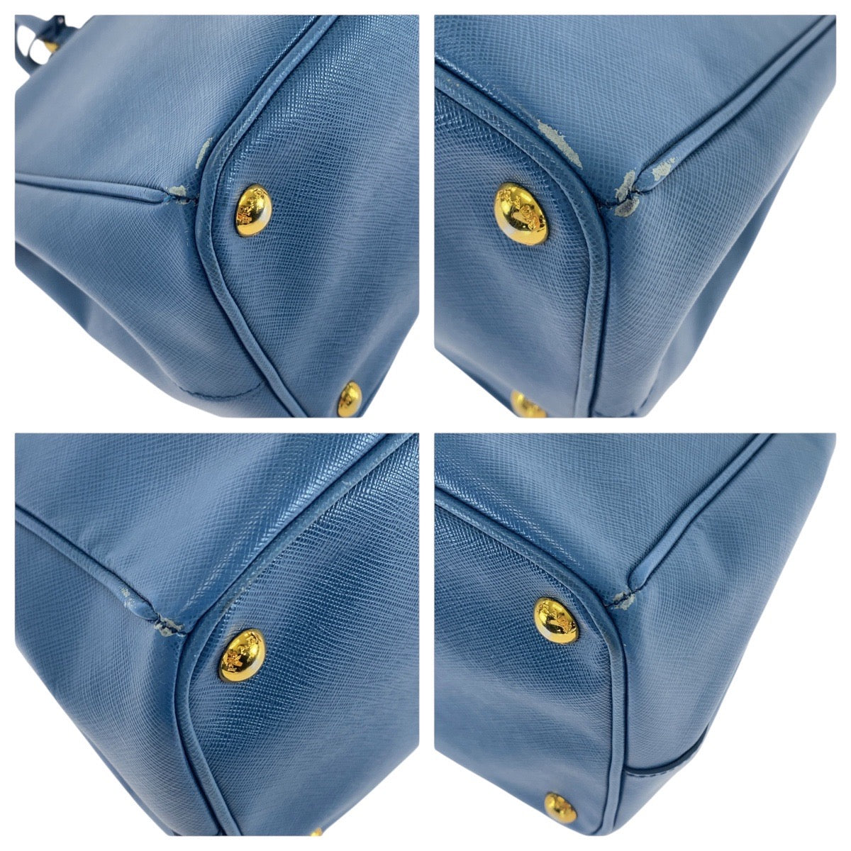 21378
PRADA Galleria Saffiano Triangle Logo Plate Blue Gold Hardware Leather Tote Bag Handbag Women's AB56