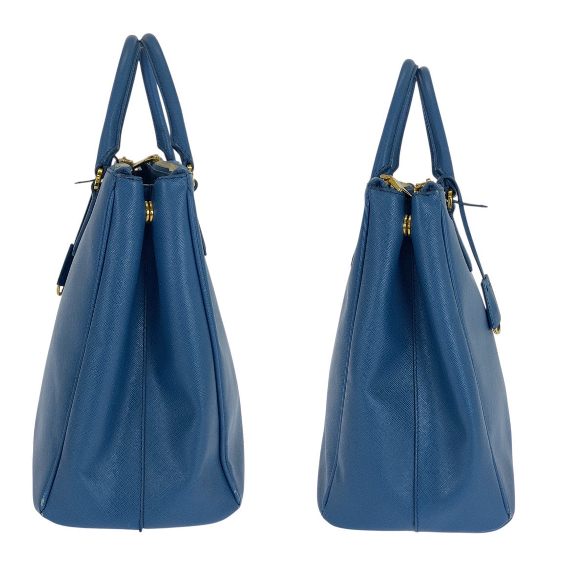 21378
PRADA Galleria Saffiano Triangle Logo Plate Blue Gold Hardware Leather Tote Bag Handbag Women's AB56