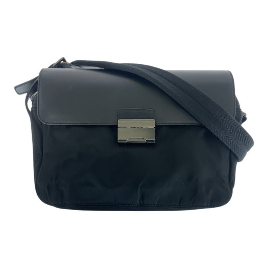 21379
PRADA プラダ テスート ブラック 黒 ガンメタ金具 ナイロン / レザー ショルダーバッグ メッセンジャーバッグ レディース ABP42