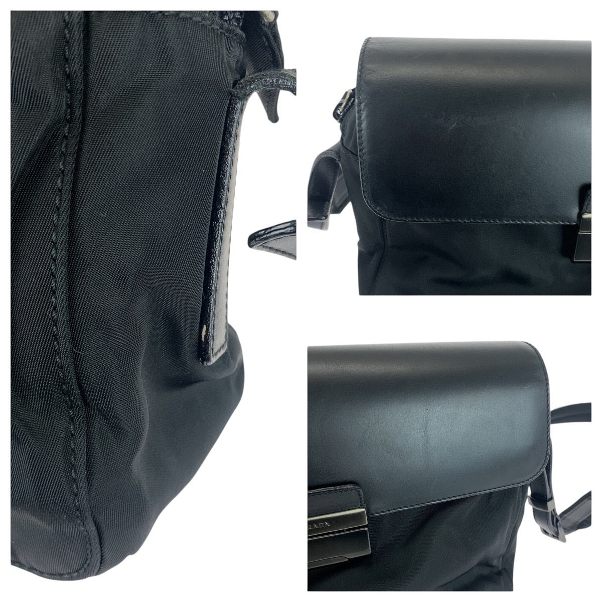 21379
PRADA プラダ テスート ブラック 黒 ガンメタ金具 ナイロン / レザー ショルダーバッグ メッセンジャーバッグ レディース ABP42