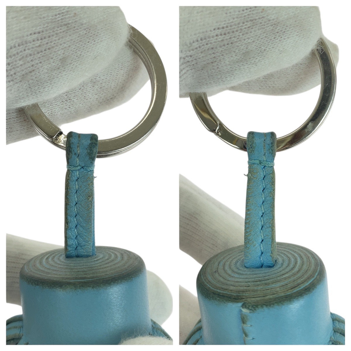 21380
HERMES エルメス カルメン ライトブルー シルバー金具 アニョーミロ キーホルダー チャーム レディース ABP21