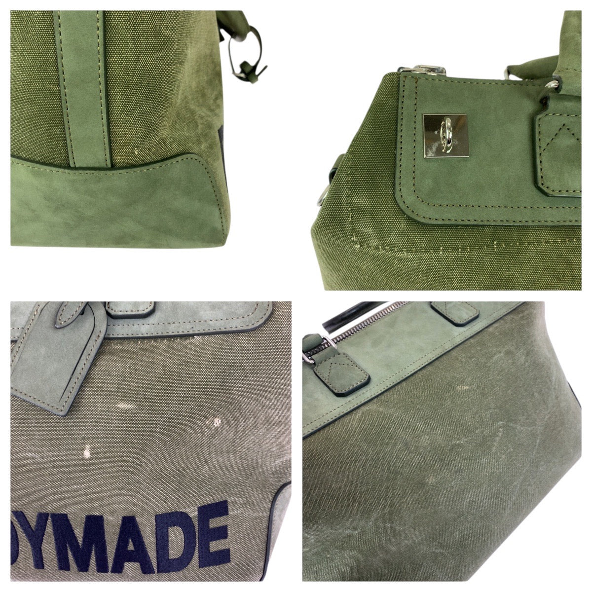 21384
READY MADE レディメイド GYM BAG READYMADEロゴ グリーン シルバー金具 キャンバス / レザー ボストンバッグ トートバッグ ショルダーバッグ レディース ABP20