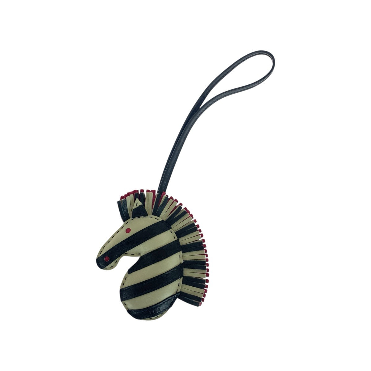 21385
HERMES エルメス ジージー サバンナ ゼブラ ブラック ホワイト ピンク アニョーミロ キーホルダー バッグチャーム Z刻印 レディース A70