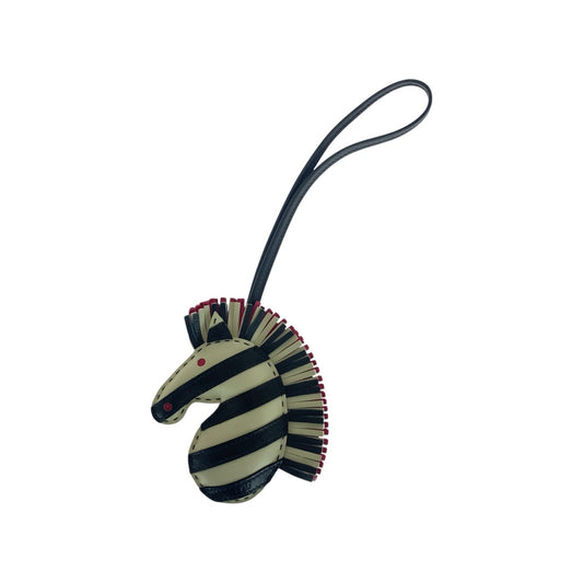 21385
HERMES エルメス ジージー サバンナ ゼブラ ブラック ホワイト ピンク アニョーミロ キーホルダー バッグチャーム Z刻印 レディース A70