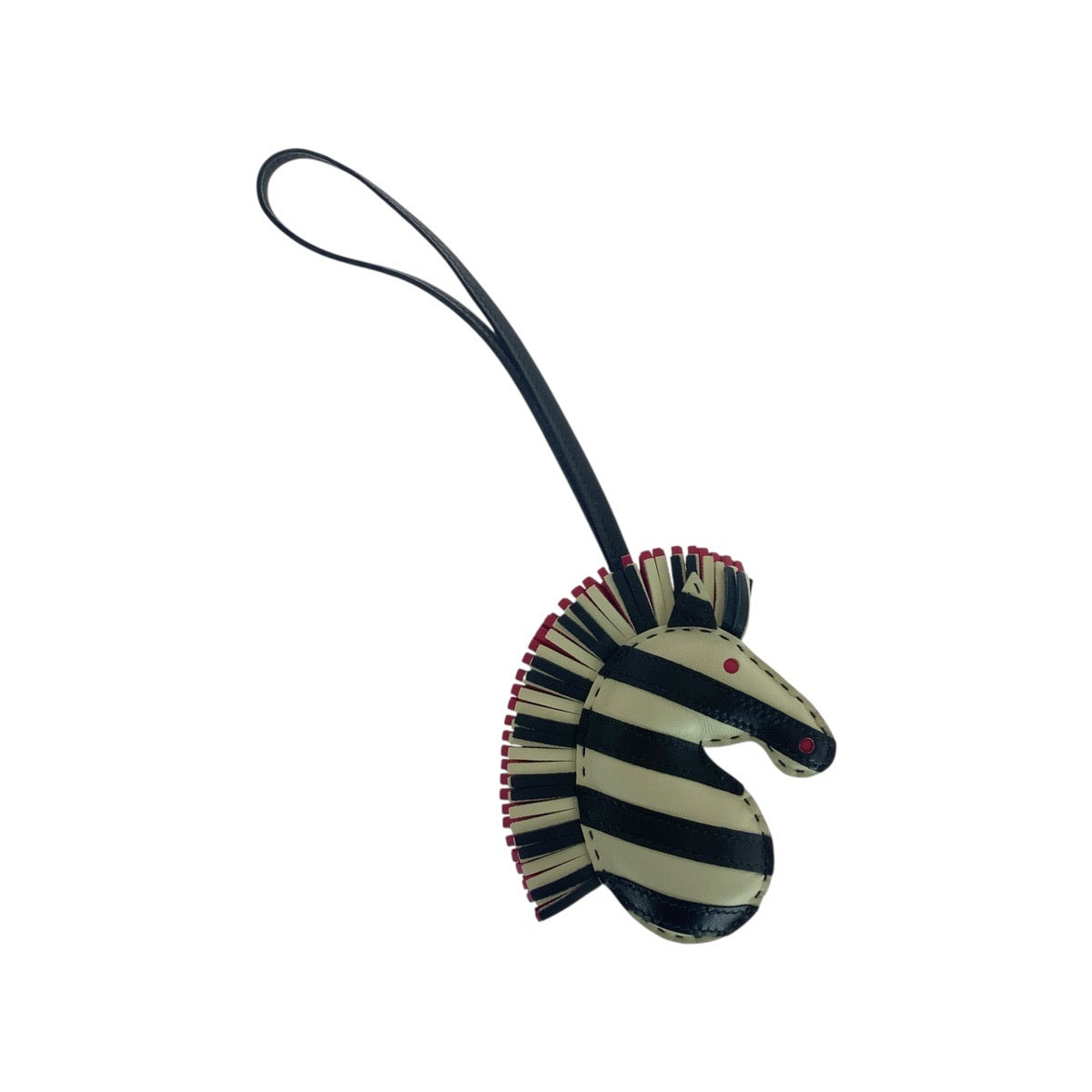 21385
HERMES エルメス ジージー サバンナ ゼブラ ブラック ホワイト ピンク アニョーミロ キーホルダー バッグチャーム Z刻印 レディース A70