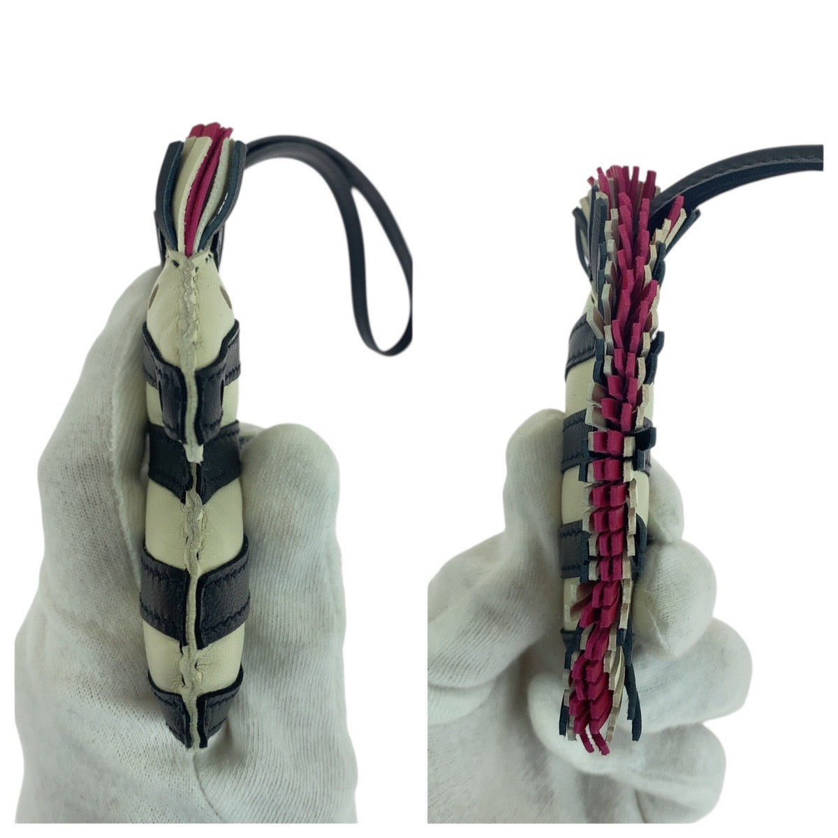 21385
HERMES エルメス ジージー サバンナ ゼブラ ブラック ホワイト ピンク アニョーミロ キーホルダー バッグチャーム Z刻印 レディース A70