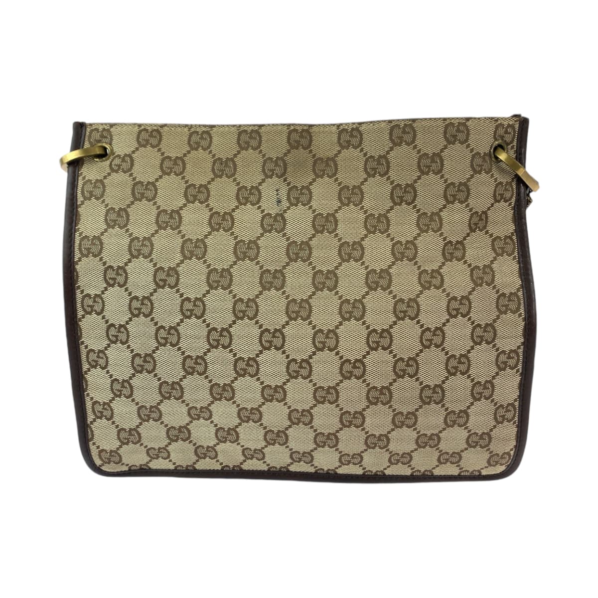 21394
GUCCI グッチ プレートチャーム ベージュ ブラウン ゴールド金具 GGキャンバス 91762 ショルダーバッグ ポシェット レディース AB40