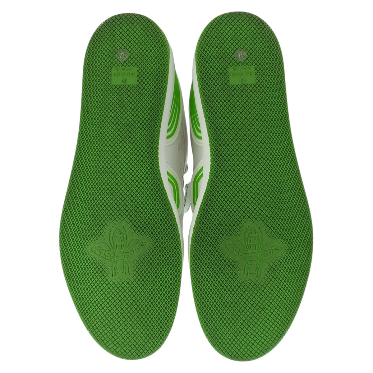 21395
GUCCI グッチ バスケット サイズ12 ホワイト 白 グリーン GGキャンバス / レザー スニーカー ローカット レースアップ メンズ ABP35