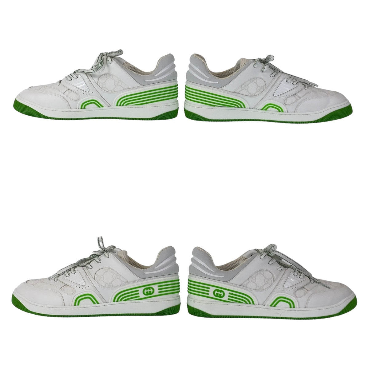 21395
GUCCI グッチ バスケット サイズ12 ホワイト 白 グリーン GGキャンバス / レザー スニーカー ローカット レースアップ メンズ ABP35