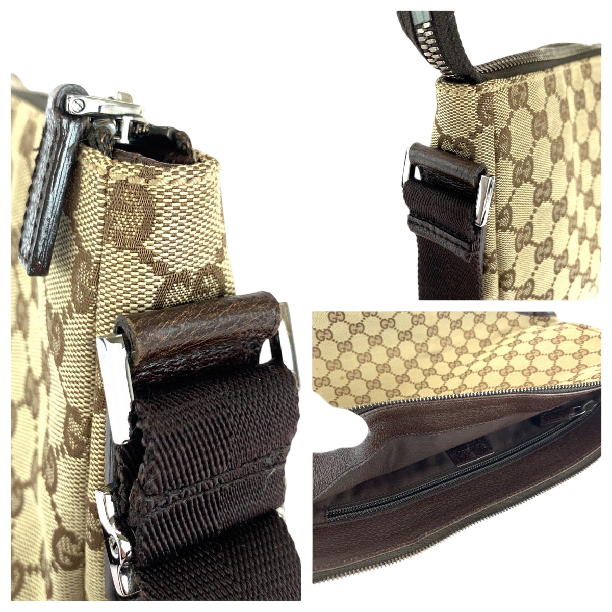 21403
GUCCI グッチ 男女兼用 ベージュ ブラウン シルバー金具 GGキャンバス 110054 ショルダーバッグ メッセンジャーバッグ レディース ABP40