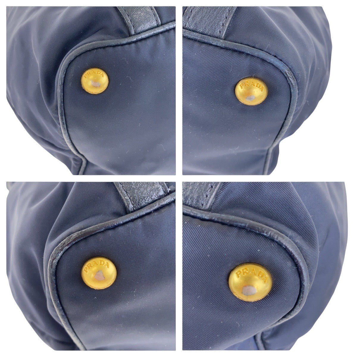 21405
PRADA プラダ ネイビー ゴールド金具 ナイロン / レザー ショルダーバッグ ハンドバッグ レディース AB39