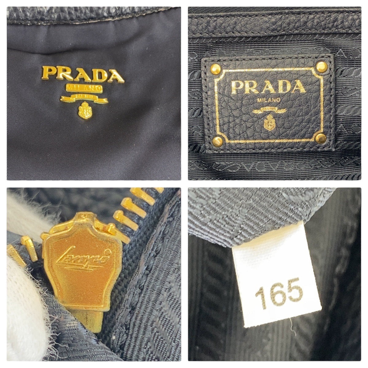 21405
PRADA プラダ ネイビー ゴールド金具 ナイロン / レザー ショルダーバッグ ハンドバッグ レディース AB39