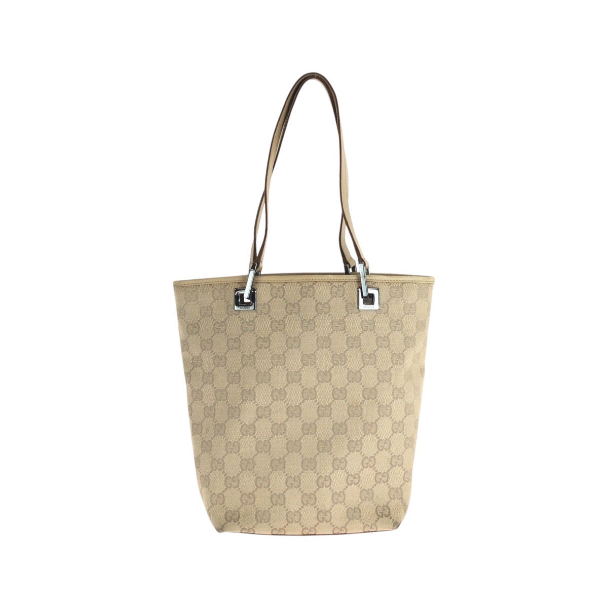 21409
GUCCI グッチ ベージュ ブラウン シルバー金具 GGキャンバス / レザー 31244 トートバッグ ショルダーバッグ レディース ABP40