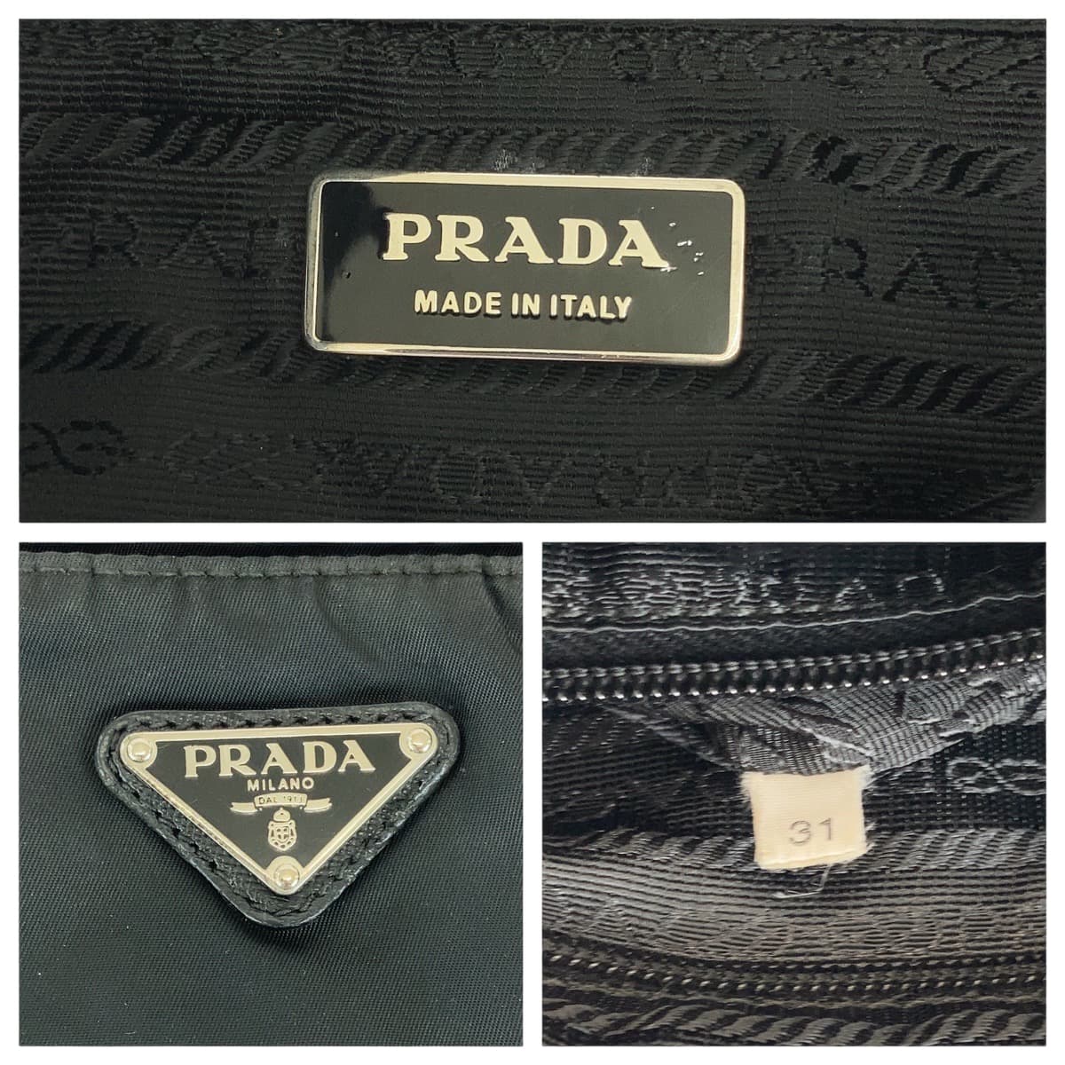21413
PRADA プラダ テスート 三角ロゴプレート 男女兼用 ブラック 黒 シルバー金具 ナイロン 斜め掛け ショルダーバッグ メッセンジャーバッグ メンズ AB40