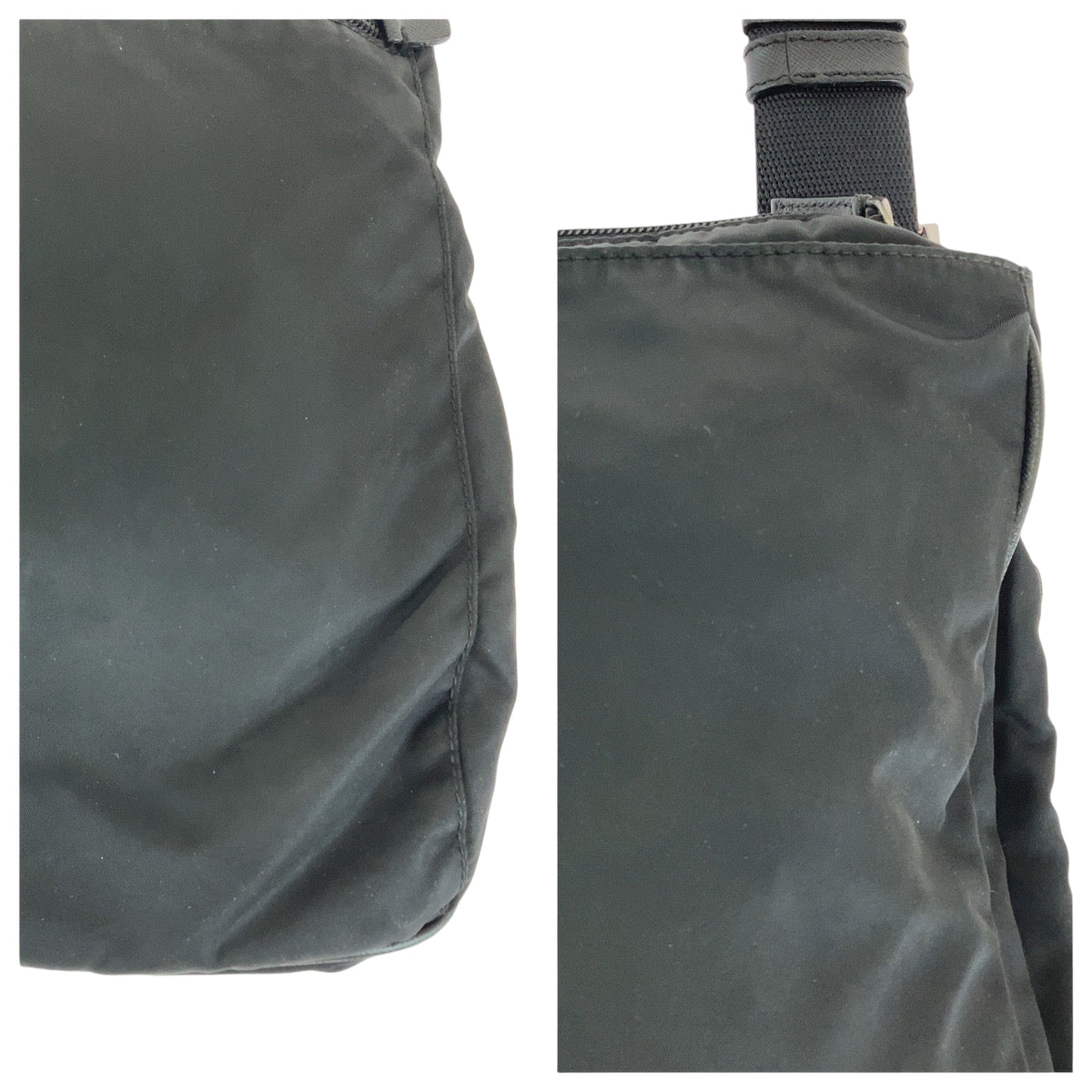 21413
PRADA プラダ テスート 三角ロゴプレート 男女兼用 ブラック 黒 シルバー金具 ナイロン 斜め掛け ショルダーバッグ メッセンジャーバッグ メンズ AB40