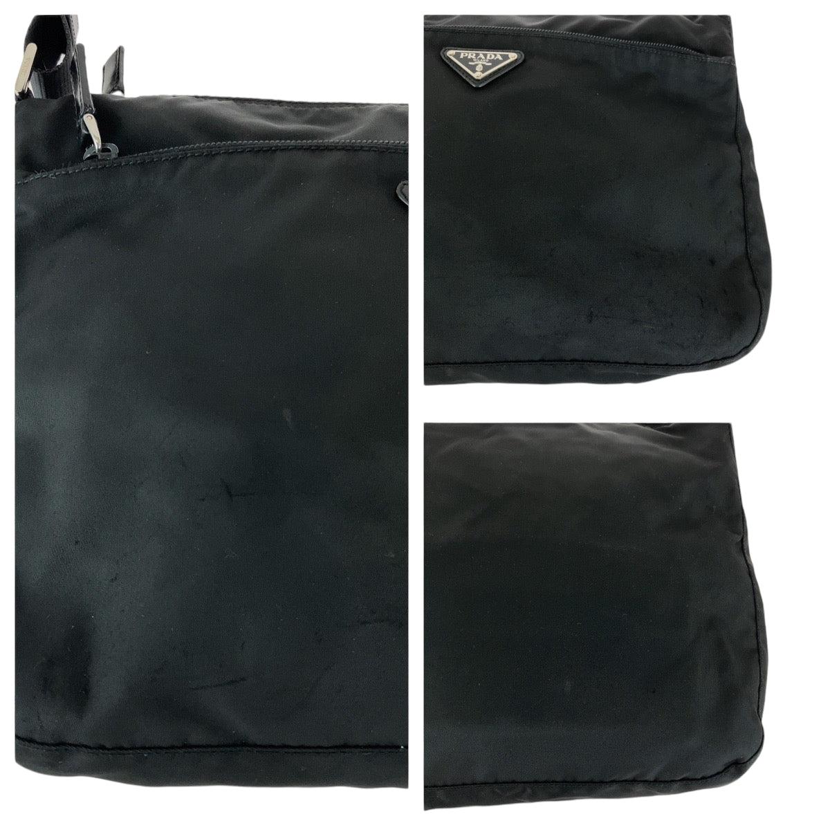 21414
PRADA プラダ テスート 三角ロゴプレート ブラック シルバー金具 ナイロン ショルダーバッグ ポシェット レディース AB40