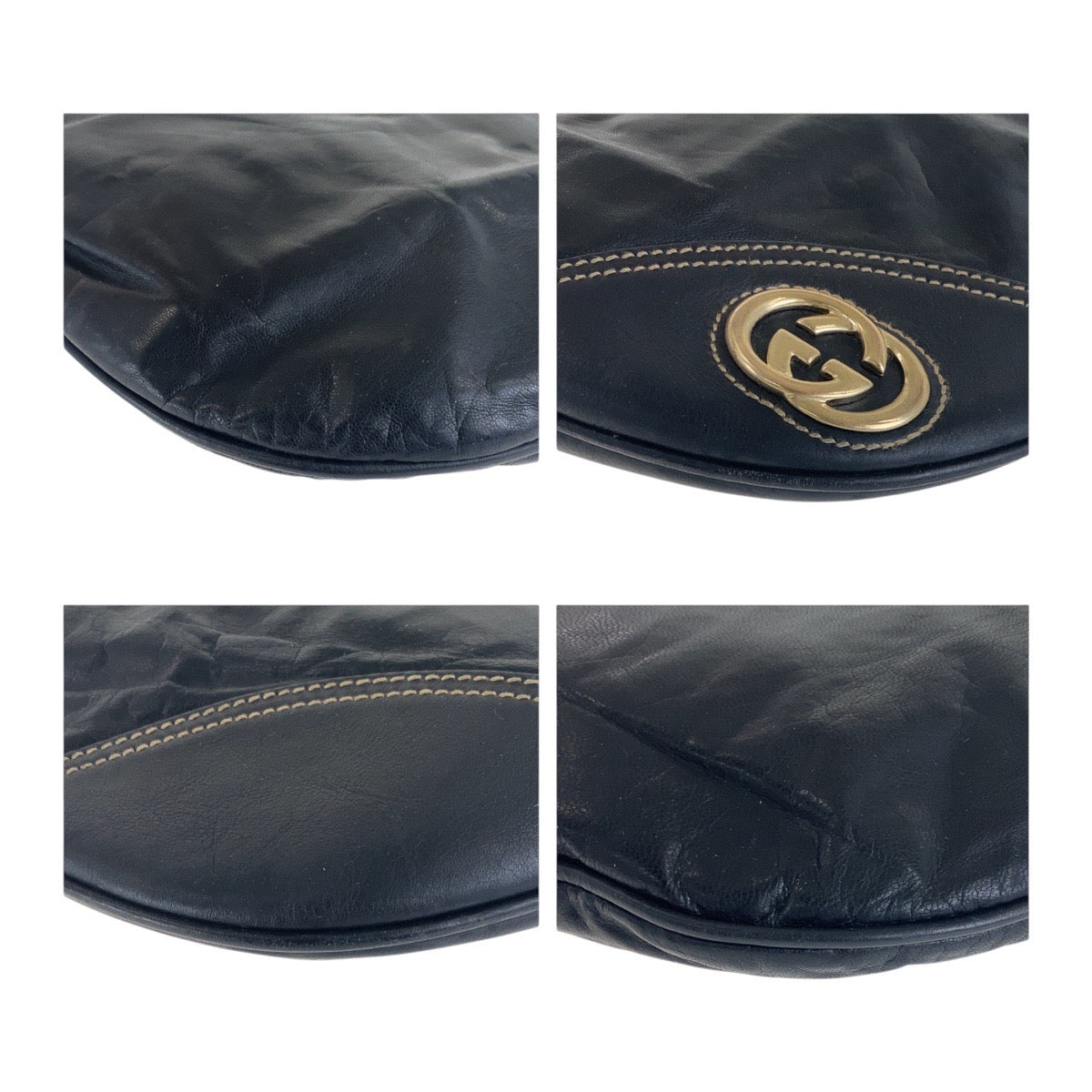 21415
GUCCI グッチ インターロッキング ブラック 黒 マルチカラー ゴールド金具 レザー 169998 斜め掛け ショルダーバッグ レディース AB39